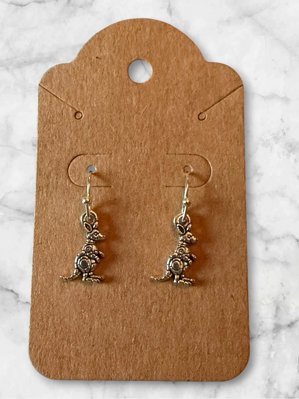Silver Tone Kangaroo Charm Drop Earrings - Women Jewelry